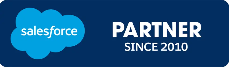 Salesforce Partner since 2010 badge. Salesforce property.
